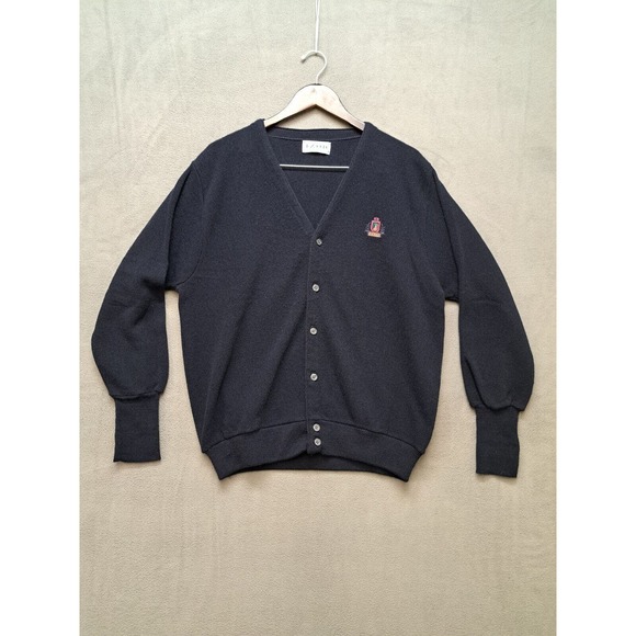 Vintage IZOD Cardigan Button Front Sweater, Blue, Made in USA, Mens Size Large - Picture 1 of 9